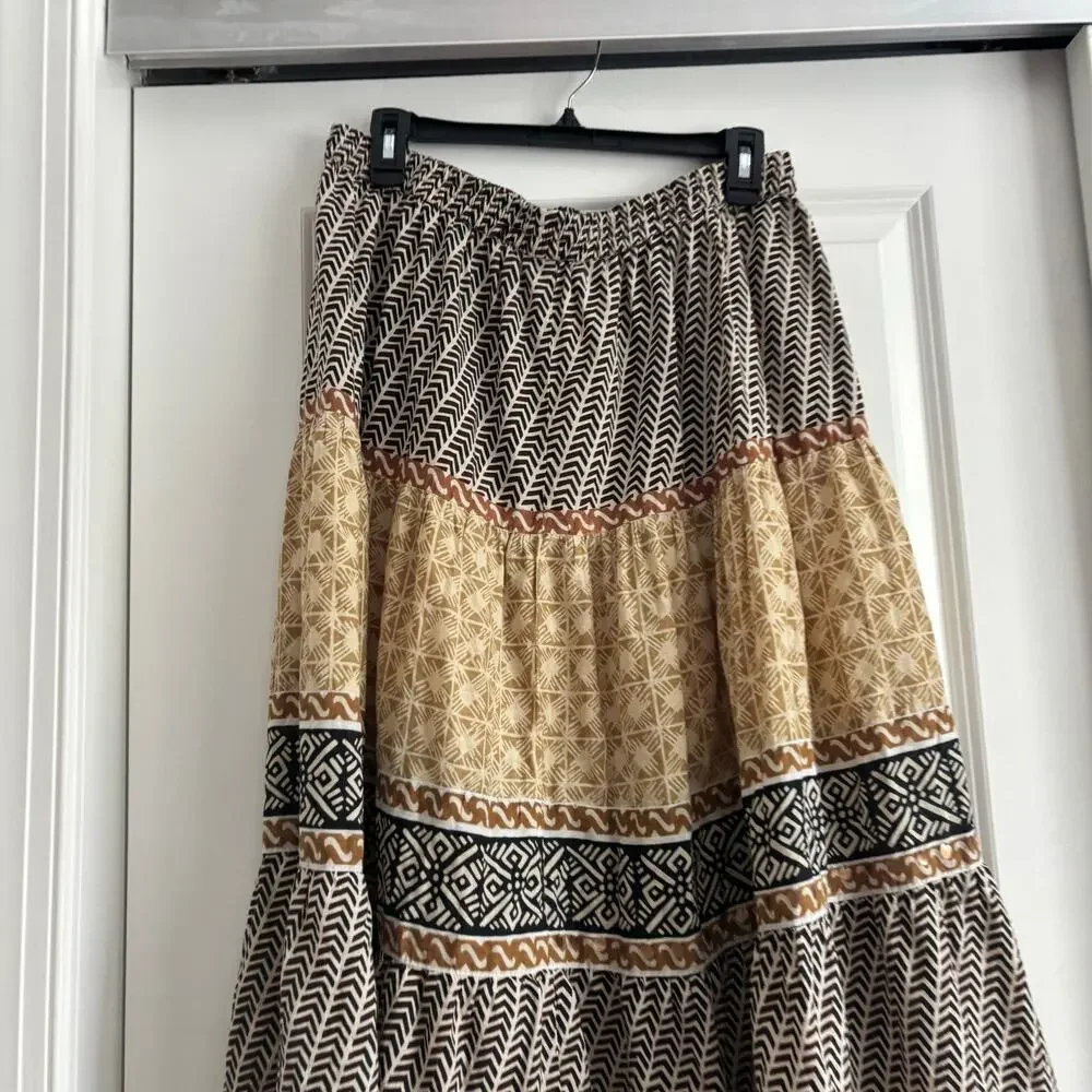 White Stag Boho Tiered Maxi Skirt Brown Festival Hippie Gypsy Cottagecore Size L - Picture 7 of 16